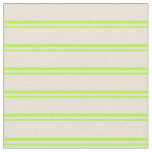[ Thumbnail: Light Green and Bisque Colored Lines Fabric ]