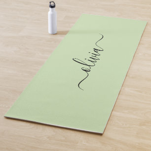 Light green and black monogram yoga mat