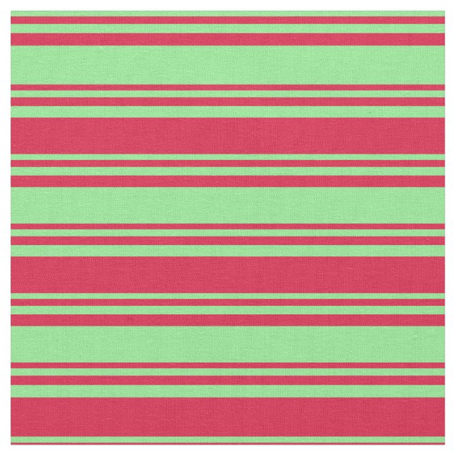 Light Green and Crimson Colored Lines Fabric (Close Up)