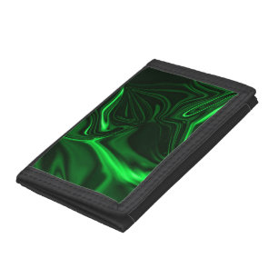 Light green and dark curves on dark background. tri-fold wallet