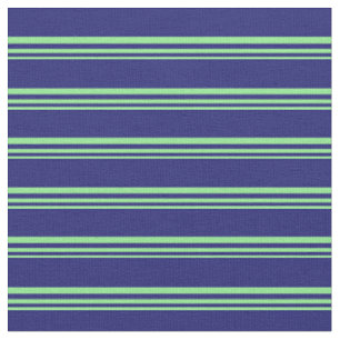 Light Green and Midnight Blue Colored Lines Fabric