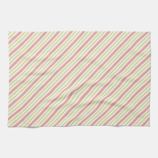 Light Green and Pink Stripes Towel (Horizontal)