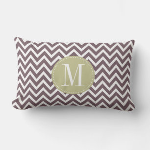 Light Green and Purple Chevron Custom Monogram Lumbar Pillow