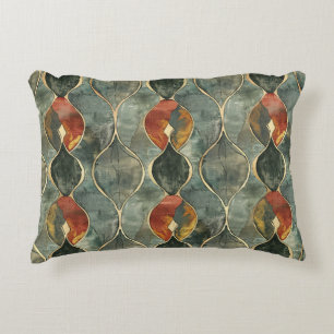 Light Green and Red Elegant Pattern Accent Pillow