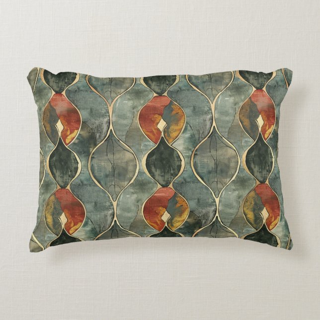 Light Green and Red Elegant Pattern Accent Pillow (Front)