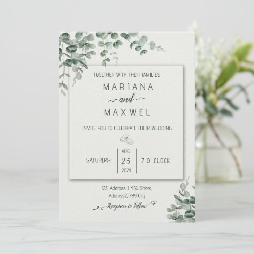 Light Green and White Floral Invitation