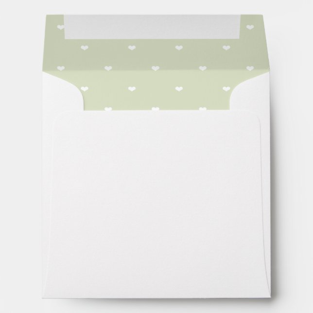 Light Green and White Polka Dot Heart Liner Envelope (Back (Bottom))