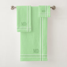 Light Green and White Striped Custom Initials