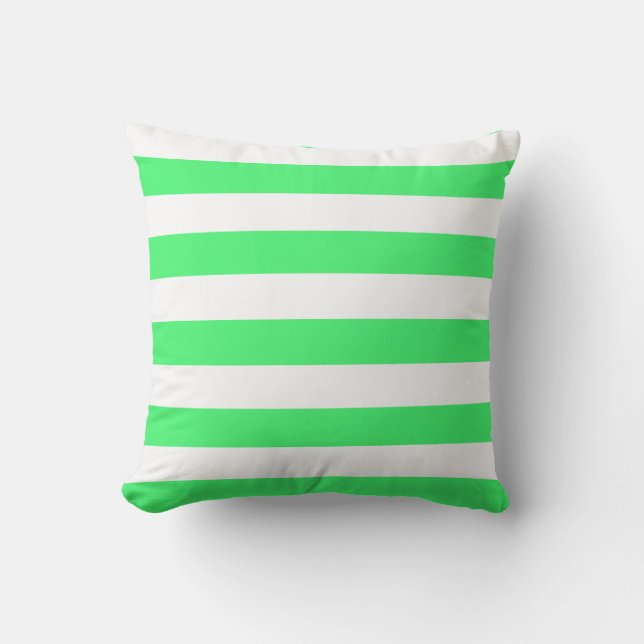 Light Green and White Stripes Throw Pillow (Front)
