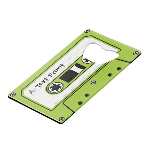 Light Green Audio Cassette Tape Credit Card Bottle Opener