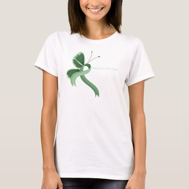 Light Green Awareness Ribbon Butterfly T-Shirt (Front)
