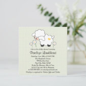 Light Green Baby Lamb Baby Shower Invitation (Standing Front)