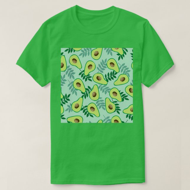 Light green background ripe avocado leaves T-Shirt (Design Front)