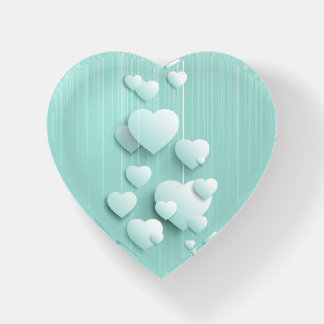 Light green background with 3D white hearts  Paperweight