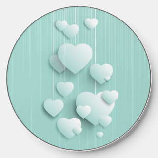 Light green background with 3D white hearts   Wireless Charger