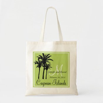 Light Green Beach Wedding Palm Trees Tote Bag by MonogramGalleryGifts at Zazzle