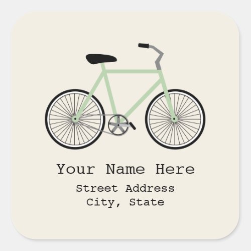 Light Green Bicycle Address Sticker