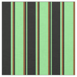 [ Thumbnail: Light Green, Black & Brown Lines Pattern Fabric ]