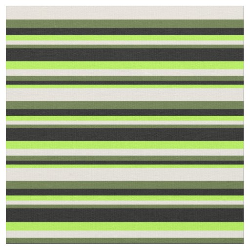 Light Green, Black, Dark Olive Green & Beige Fabric