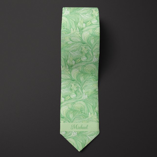 Light Green Botanical Monogram Neck Tie (Creator Uploaded)