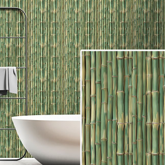 Light Green Brown Bamboo Wall Fence Painting Wallpaper
