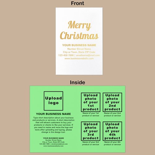 Light Green Business Brand on Christmas Foil Card