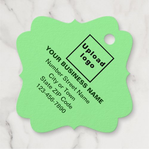 Light Green Business Brand on Fancy Square Foil Favor Tags
