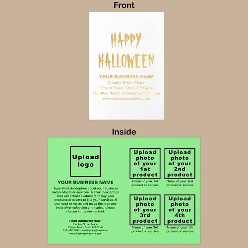 Light Green Business Brand on Halloween Foil Card