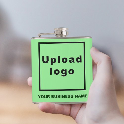 Light Green Business Brand on Vinyl Wrapped Flask