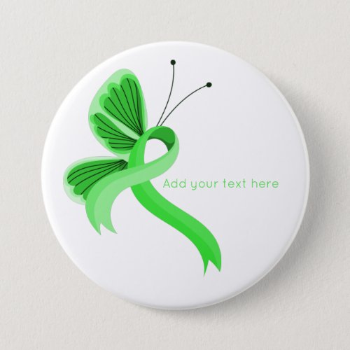 Light green butterfly awareness ribbon button
