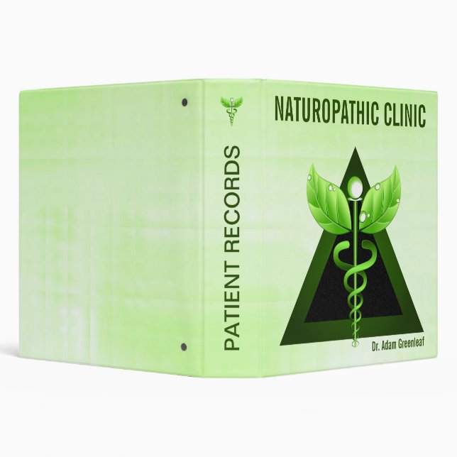 Light Green Caduceus Alternative Medicine 1.5 Inch Binder (Background)