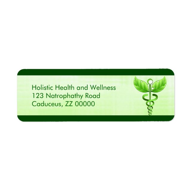 Light Green Caduceus Alternative Medicine Icon Label (Front)