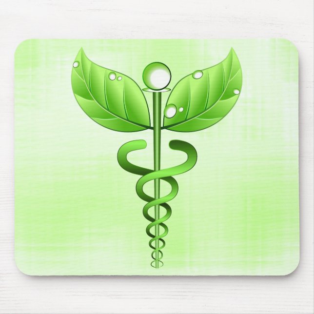 Light Green Caduceus Alternative Medicine Medical Mouse Pad (Front)