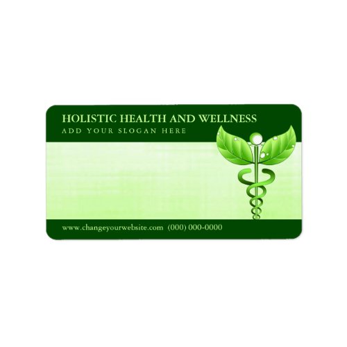 Light Green Caduceus Alternative Medicine Symbol Label