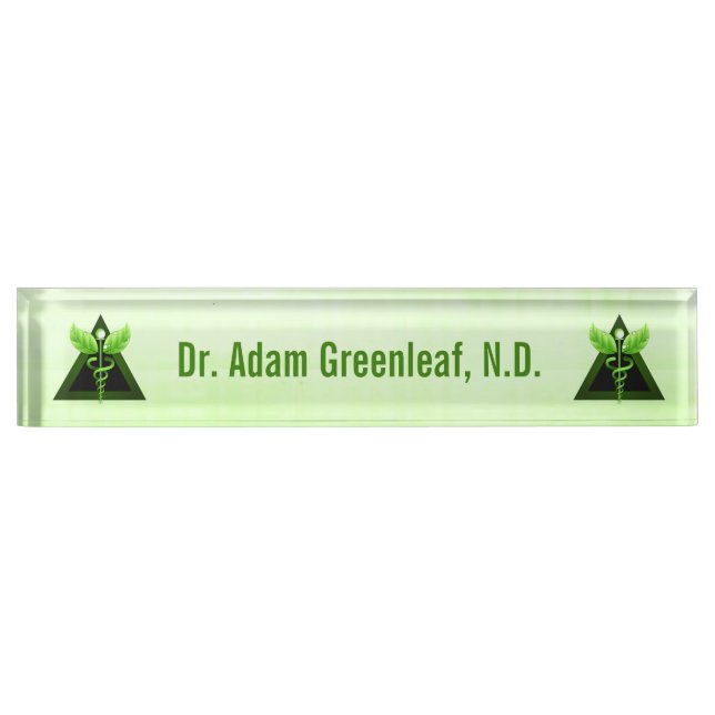 Light Green Caduceus Alternative Medicine Symbol Name Plate (Front)