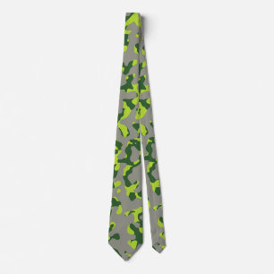 Light Green Camouflage in Dark Green and Gray Neck Tie