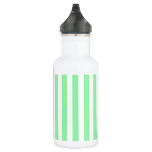 Light green candy stripes stainless steel water bottle