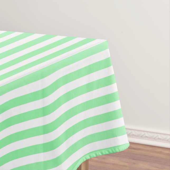 Light green candy stripes tablecloth (In Situ)