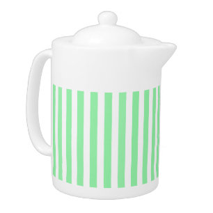 Light green candy stripes teapot