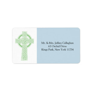 Light Green Celtic Cross with Return Address Label