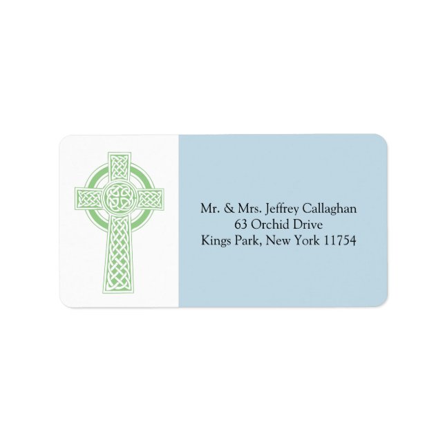 Light Green Celtic Cross with Return Address Label (Front)
