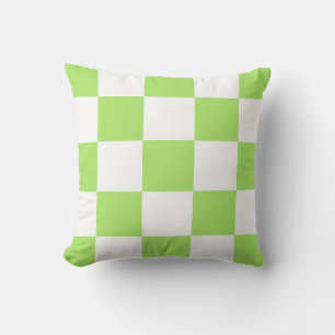 Light Green Checkered Large Scale Retro Pattern  Throw Pillow