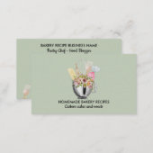 Light Green Chef Watercolor Baking Utensils Bakery Business Card (Front/Back)