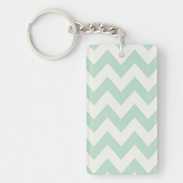 Light Green Chevron Acrylic Key Chain (Front)