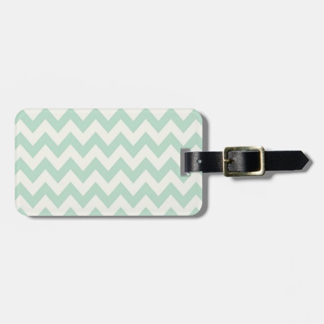 Light Green Chevron Luggage Tag (Front Horizontal)