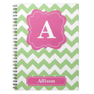 Light Green Chevron Monogram Notebook