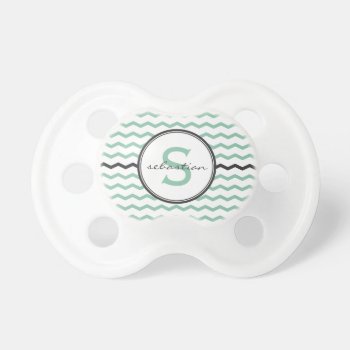 Light Green Chevron Monogram Pacifier by snowfinch at Zazzle