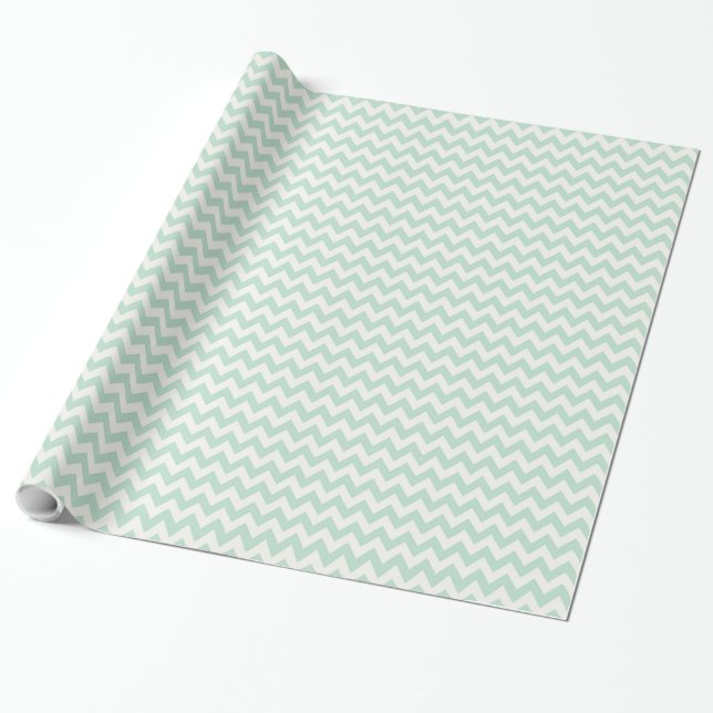Light Green Chevron Wrapping Paper (Unrolled)
