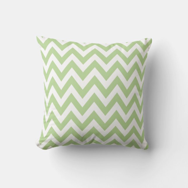 Light Green Chevron Zigzag Pattern Throw Pillow (Front)