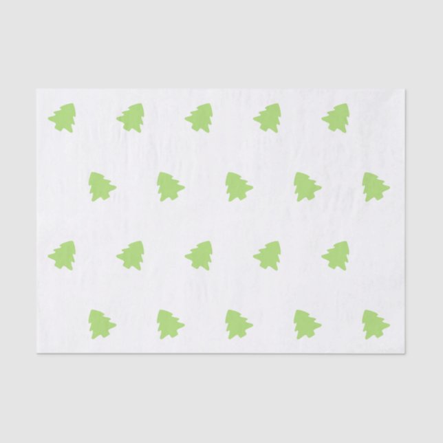 Light Green Christmas Trees print Tissue Paper (Front)
